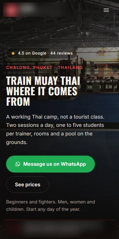 Muay Thai camp, Chalong — After, Phone